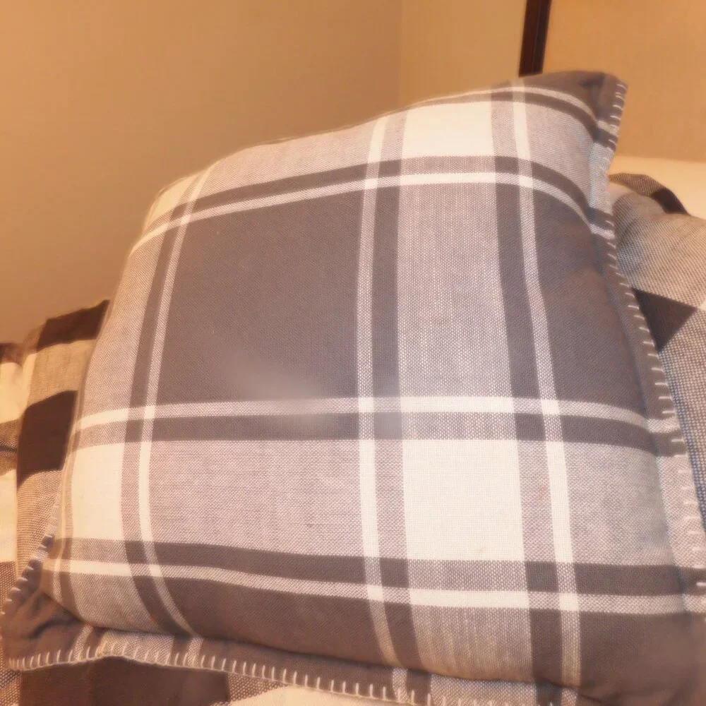 Pottery Barn Black and Cream Buffalo Check Duvet Cover